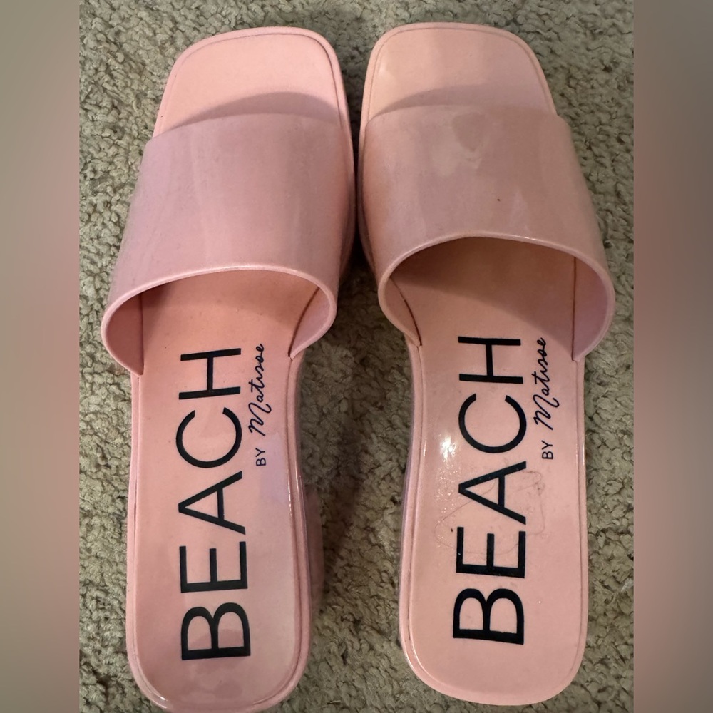 Beach by Matisse Pink Luxury Slide Block Heel Platform Sandals Women’s Sz 8 Shoe - Picture 3 of 6